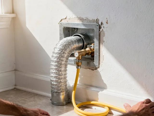 Stallings Dryer Vent Cleaning certified technician performing specialized gas dryer vent cleaning in Stallings